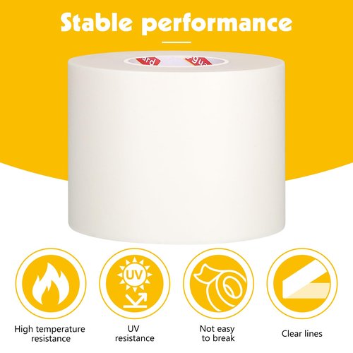 6 Rolls White Masking Tape 3 Inches Wide 2.83In × 55Yd Beige White Painters Tape General Purpose Painters Tape for Wall Painting Masking Packaging, Upgraded Material