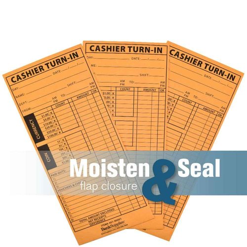 BankSupplies 4 1/2W x 10 3/8H, Cashier Turn-In Envelopes, 500 Brown Kraft Paper Envelopes, Standard Open End with Moisten and Seal Closure