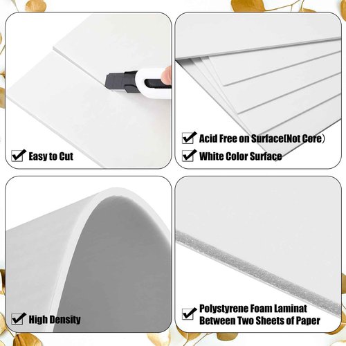 Frienda 100 Pack Foam Boards 1/8 Inch Thickness Foam Poster Boards Core Backing Board for Projects Presentation Board for School Crafts Office Art Projects(11x14x0.125 Inches,White)