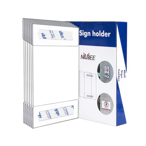 NIUBEE Acrylic Sign Holder 14x11 Inches Horizontal, Clear Plastic Wall Mount Sign Holder Poster Paper Holder with Double Sided Adhesive Tape for Office, Home, Store, Restaurant-No Drilling(6 Pack)
