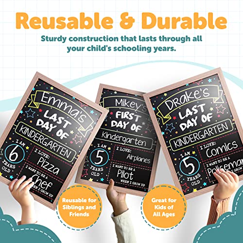 Reusable Double-Sided School Sign with Frame 9.17 x 13.27" Dry Erase Board