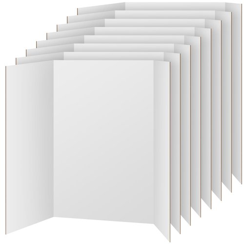 VinTS 8 PCS 36" x 48" Trifold Poster Board White Trifold Foldable Display Poster Board for School Projects, Science Fair,Graduation Exhibitions