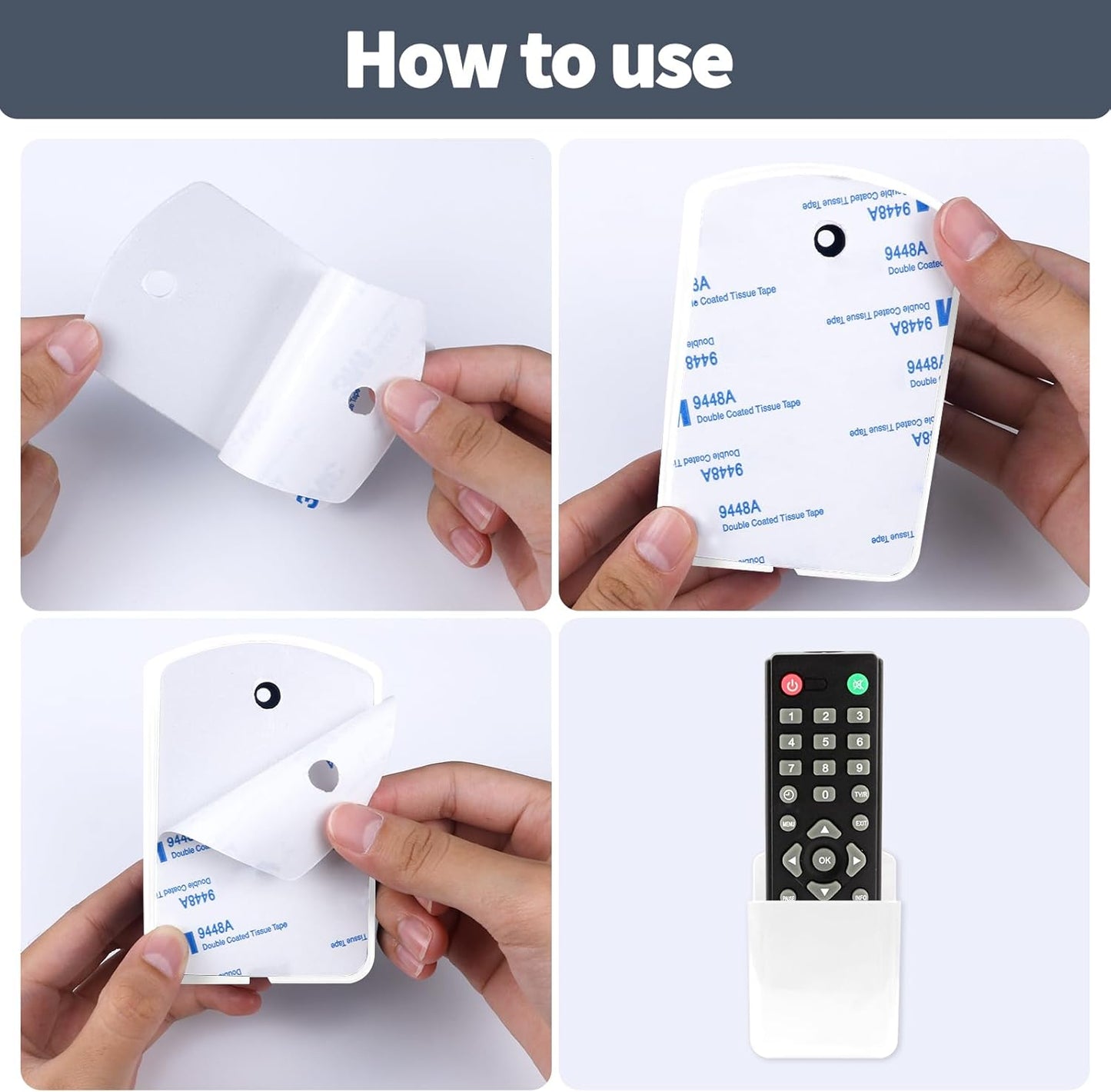 Skiennix Remote Control Holders - Self-Adhesive Wall Mount Storage Box Organizer | 2 PCS Set for Home & Office