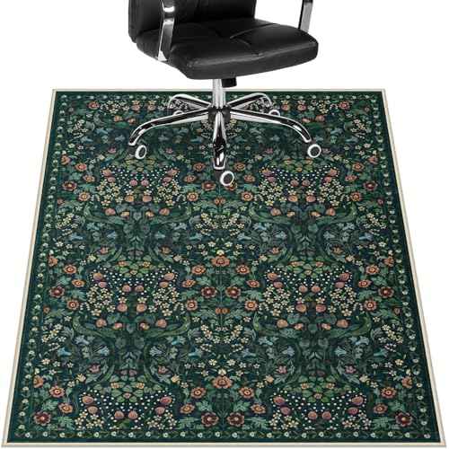 Anidaroel Floral Office Chair Mat for Hardwood Floor, 36"x48" Desk Chair Mat for Hard Floors, Under Desk Rug for Rolling Chair, Anti-Slip Computer Chair Mats, Low Pile Carpet Protector Mat