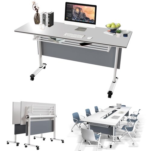 HDXZTQ 10PCS Conference Table, Folding Conference Room Tables with Flip-Top Design, Space Saving Mobile Seminars Dynamic Meetings Training Tables for Offices,Classrooms (10pack 47.2in)