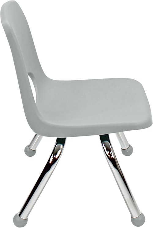 FDP 10 School Stack Chair - Stacking Student Seat with Chromed Steel Legs | Light Gray (6-Pack)