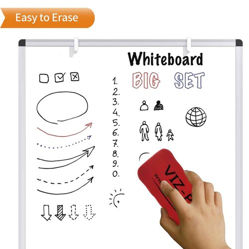 VIZ-PRO Magnetic Portable Easel Dry Erase Board, Flipchart Easel Stand Tripod Whiteboard, 24"W x 36"L