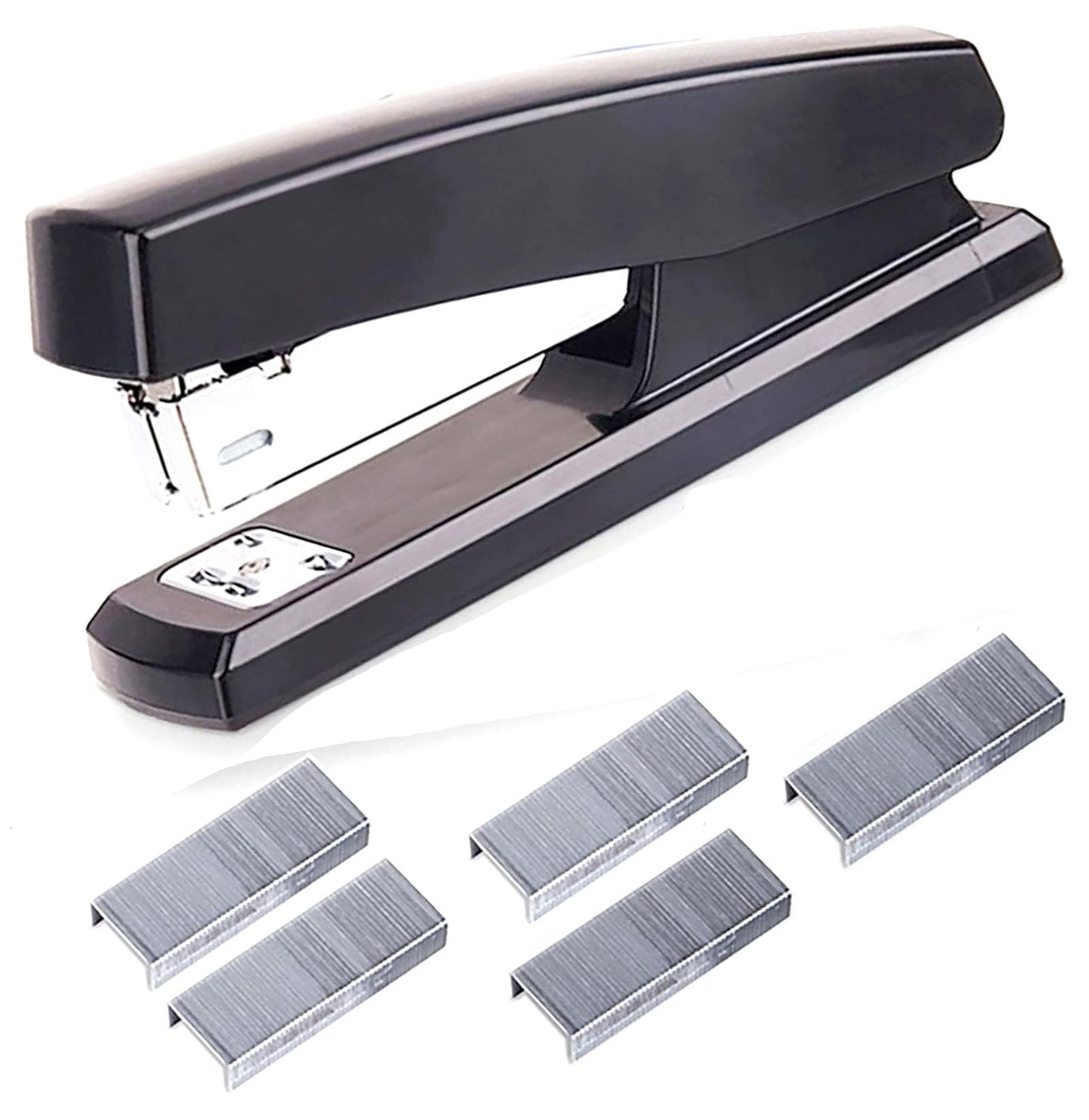 Labor Saving Black Desktop Staple, 4.8 Inch Stapler with 500 Pcs No.12 Staples for 20 Sheets Capacity (Black)