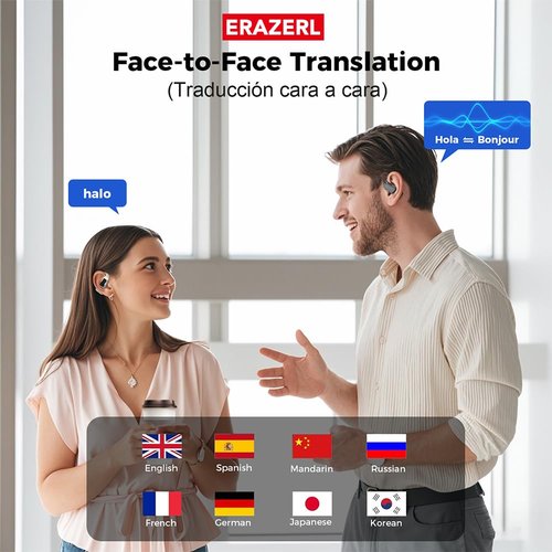 ERAZER XP6 AI Translation Earbuds Real Time, 134 Language Translator Earbuds for iPhone and Android 3-in-1 Bluetooth 5.4 Translation Headphones Translating Device for Travel Business Learning