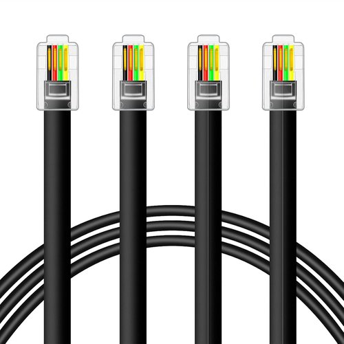 NECABLES RJ9 Telephone Cable - 10ft Male to Male Cord for Data & Voice Use | Black 4P4C