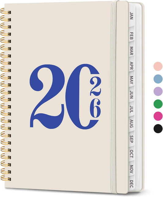 2026 Planner by [Brand Name] - Weekly & Monthly Calendar with Tabs, A5 Size (6.3" x 8.5"), Gray