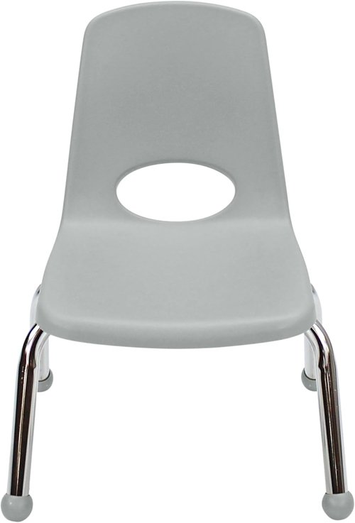 FDP 10 School Stack Chair - Stacking Student Seat with Chromed Steel Legs | Light Gray (6-Pack)