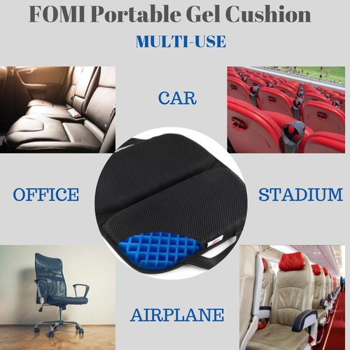 FOMI Premium All Gel Portable Seat Cushion | (15" x 17") | Comfortable Orthopedic Pad for Car, Office Chair, Wheelchair, Plane, or Home | Pressure Sore Relief, Prevents Sweaty Bottom | Foldable
