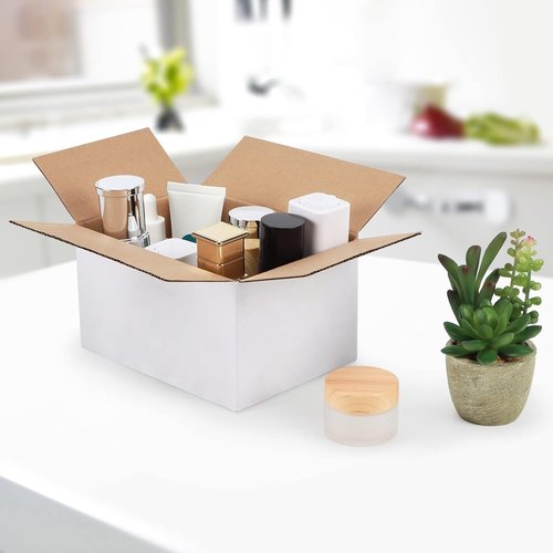 Calenzana Shipping Boxes - 7x5x4 Inches White Corrugated Cardboard | Pack of 25 for Mailing & Storage
