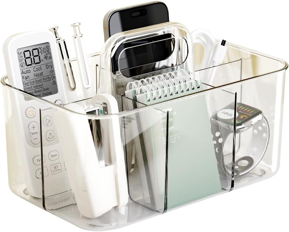 Vidifor Clear Portable Caddy Tote - Thickened Shower Caddy with Handle for Art Supplies & Makeup (Clear)