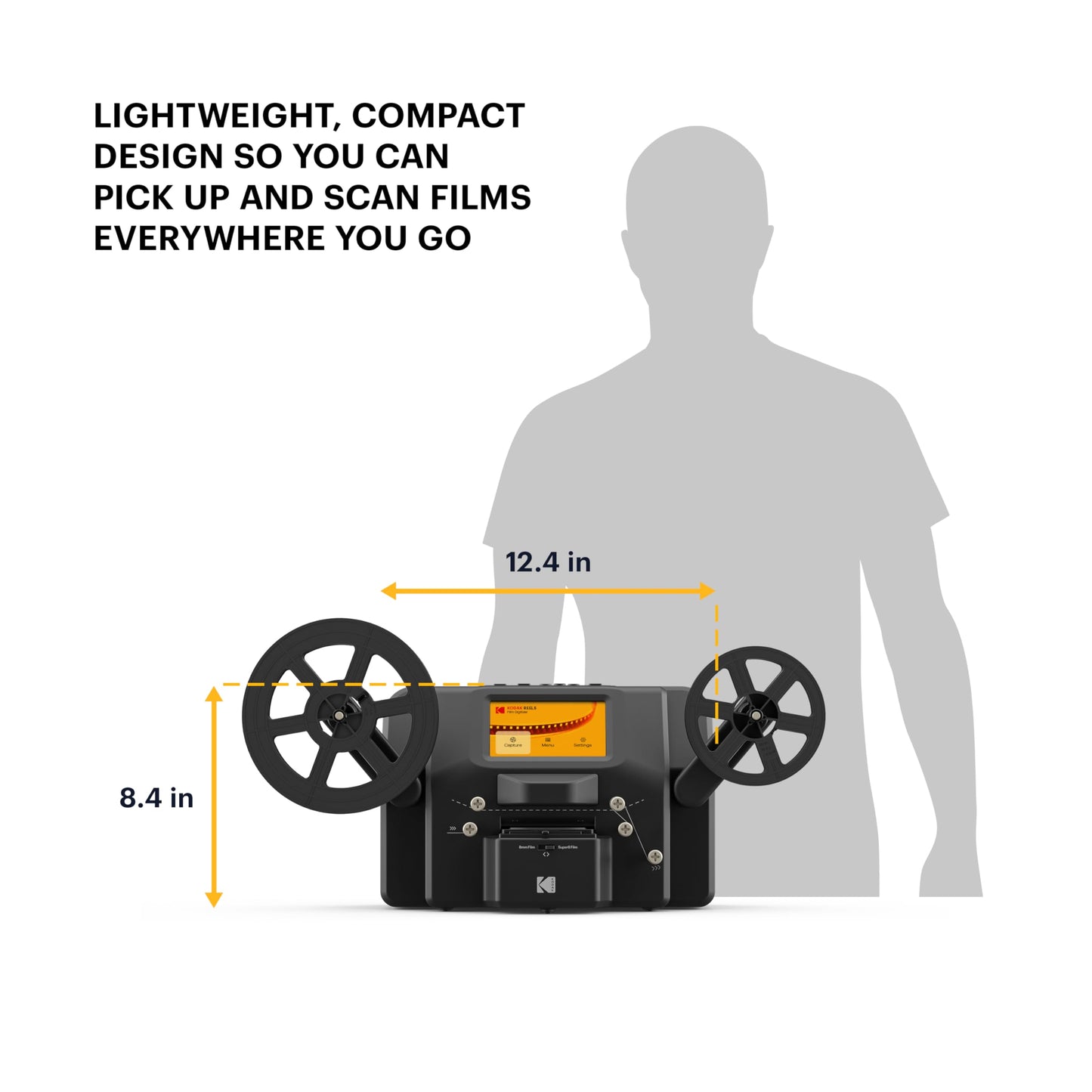 KODAK REELS 8mm & Super 8 Films Digitizer Converter with Big 5” Screen, Scanner Converts Film Frame by Frame to Digital MP4 Files for Viewing, Sharing & Saving on SD Card for 3” 4” 5” 7” and 9” Reels