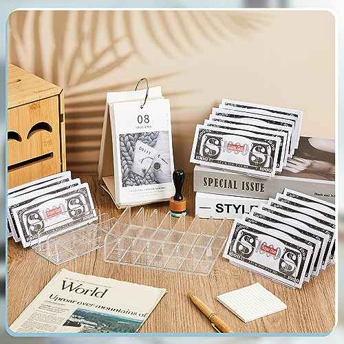 Geetery 4 Pcs Acrylic Cash Tray for Cash Stuffing Mail Sorter Organizer Clear Desk Envelope Organizer for Sorting Mail Envelope Bill Business Card Eyeshadow Palette(7 Slot)