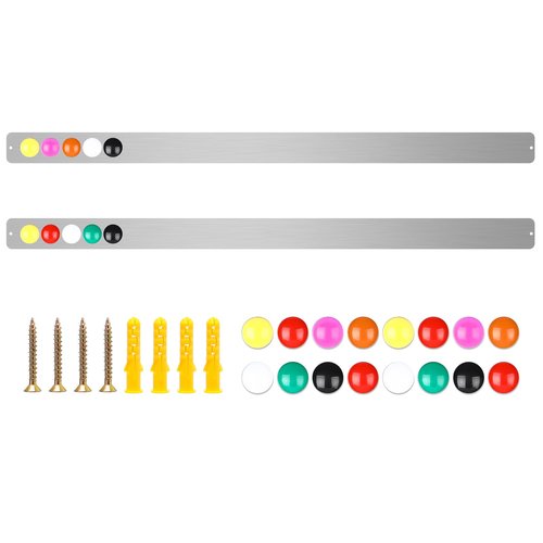 Mooliwe 2 Pcs 48 x 2 Frameless Magnetic Bulletin Board Strip for Wall Stainless Iron Metal Bulletin Bar Board Memo Strip with 16 Magnets 4 Nails 4 Wall Anchors for School Office Home