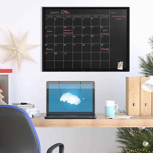 TORASO Calendar Chalkboard, 23.6 x 31.5 inches, Magnetic Surface Black Frame Chalk Board for Planning,School Timetable Memo, Hanging Board for Office, School and Home(YLHB-BK-6080)