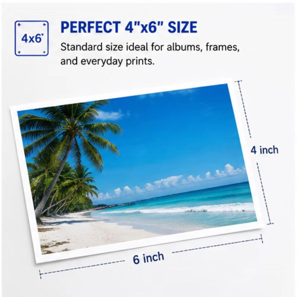 400 Sheets 4x6 Photo Paper Glossy 180gsm Premium Inkjet Printer Paper, 4"x 6" Waterproof High Gloss Photo Quality Paper, Smooth Bright White Finish, 4R Photographic Paper for All Inkjet Printers
