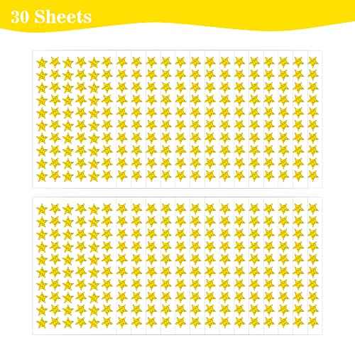 1800 PCS Gold Star Stickers, 30 Sheets Holographic Gold Star Sticker for Kids Reward, Foil Stars Stickers, Small Mini Stars Sticker for School Planner, Behavior Chart, Classroom Teacher Supplies