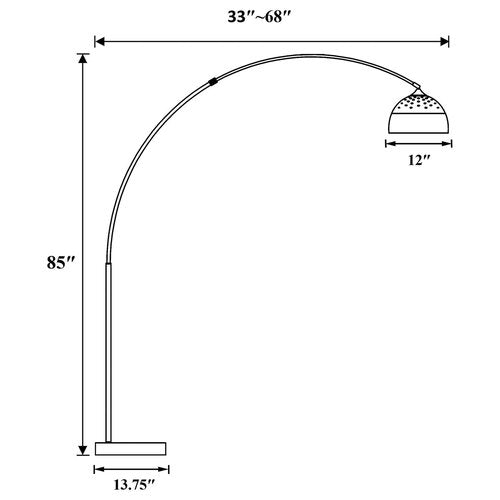 Coaster Home Furnishings - Krester - Metal Arc Floor Lamp with Dome Shade and Marble Base - Living Room - 85-Inch - Chrome - 901199