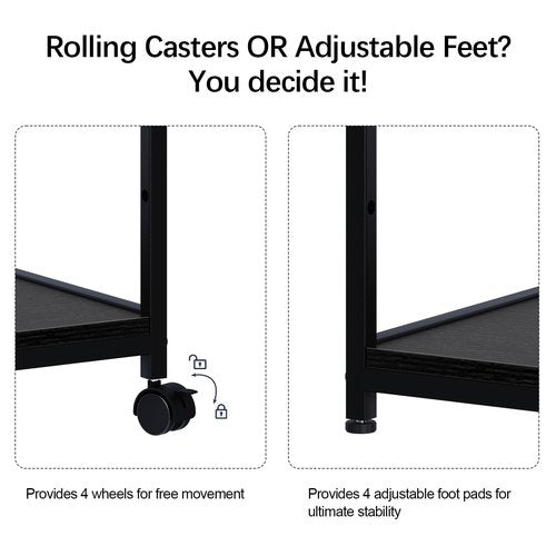 Arbuxzuy Printer Stand with Storage Shelf,3 Tier Printer Cart with Wheels,Mobile Printer Table for Home Office,Stands for Heat Press Scanner Fax,Industrial Style (Black)