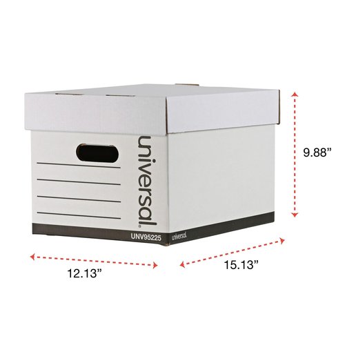 Universal 95225 Extra-Strength Storage Box, Letter/Legal, 12 x 15 x 10, White (Case of 12)