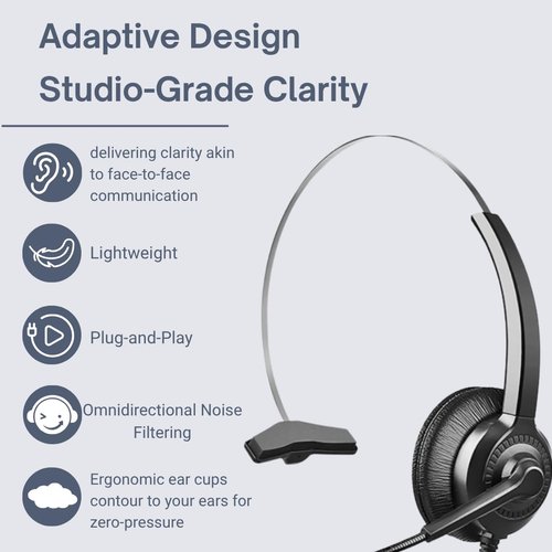 telehybrid Phone Headset Compatible with Yealink Office Desk Phones T2x T3x T4x T5x MP VP Series with RJ9 Connector, Telephone Headsets with Noise-Canceling Mic for Call Center/Home/Business