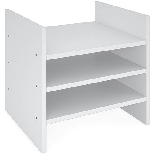 Ballucci 4-Tier Paper Sorter and File Organizer for Desk, Wood Mail Sorter, Fits into IKEA Kalax and ClosetMaid Cube Storage Shelves, Paper Tray, Mail Holder Stand for Classroom, Office, White