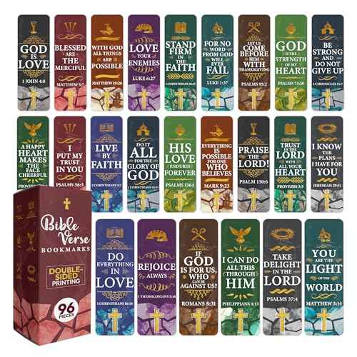 96 Pack Christian Scripture Bookmarks with Bible Verses ? Inspirational Religious Bookmarks for Women & Men, Bulk Christian Gifts for Bible Study, Classroom, Church Supplies