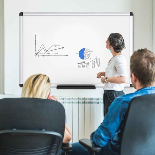 VIZ-PRO Magnetic Dry Erase Board, 36 X 24 Inches, Silver Aluminium Frame, with 12 Colored Whiteboard Pens