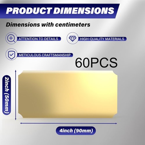 Skiennix 60Pcs Personalized Name Plates - Laser Engraved Brass & Stainless Steel | 2x4 Custom Tags with Adhesive Backing