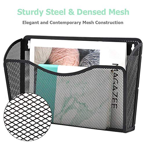 EASEPRES 3-Pack Mesh Hanging File Organizer Wall Mount Pocket Folder Black
