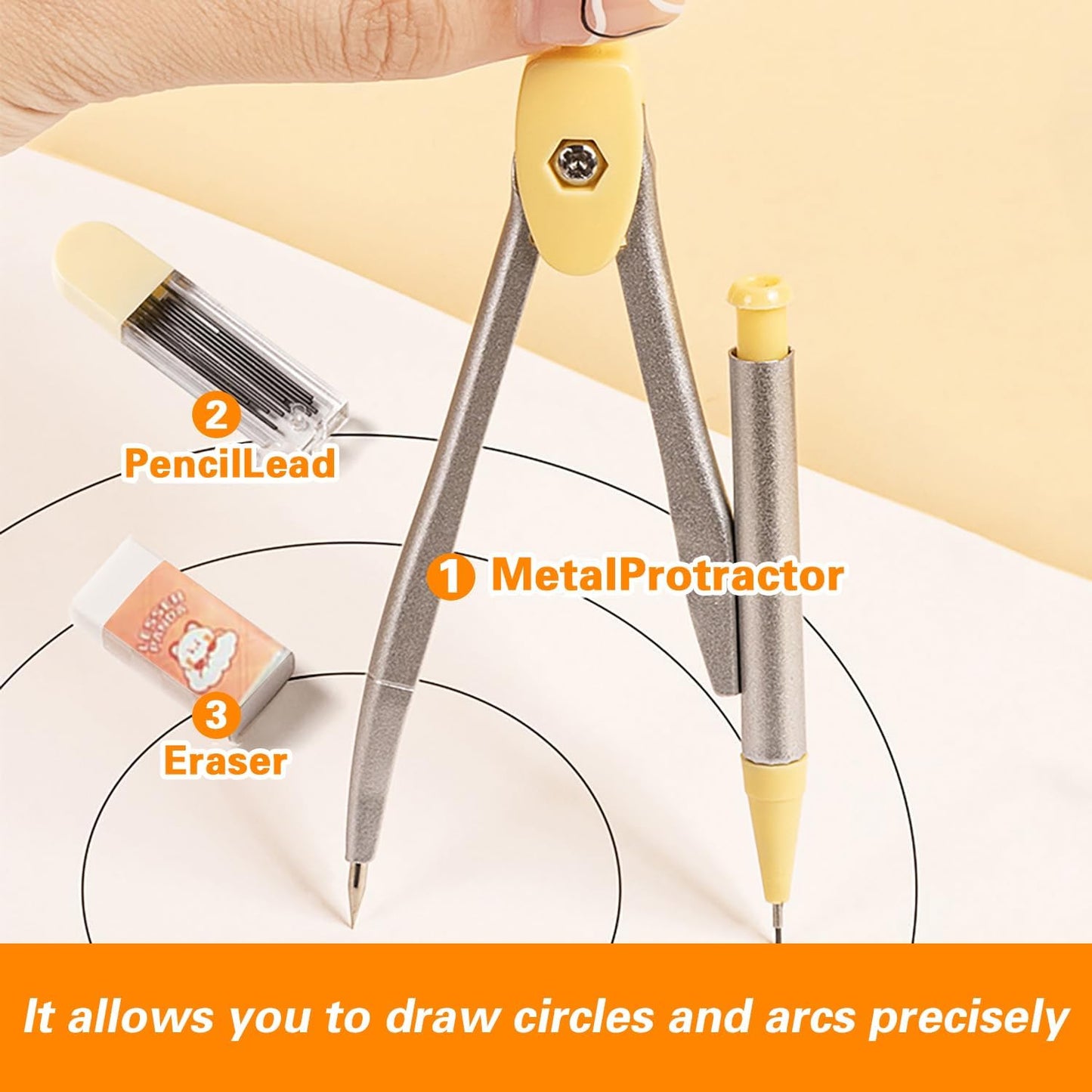 7Pcs Geometry Set | Math Protractor, Compass, Ruler & Mechanical Pencil - Essential Back to School Kit for Students