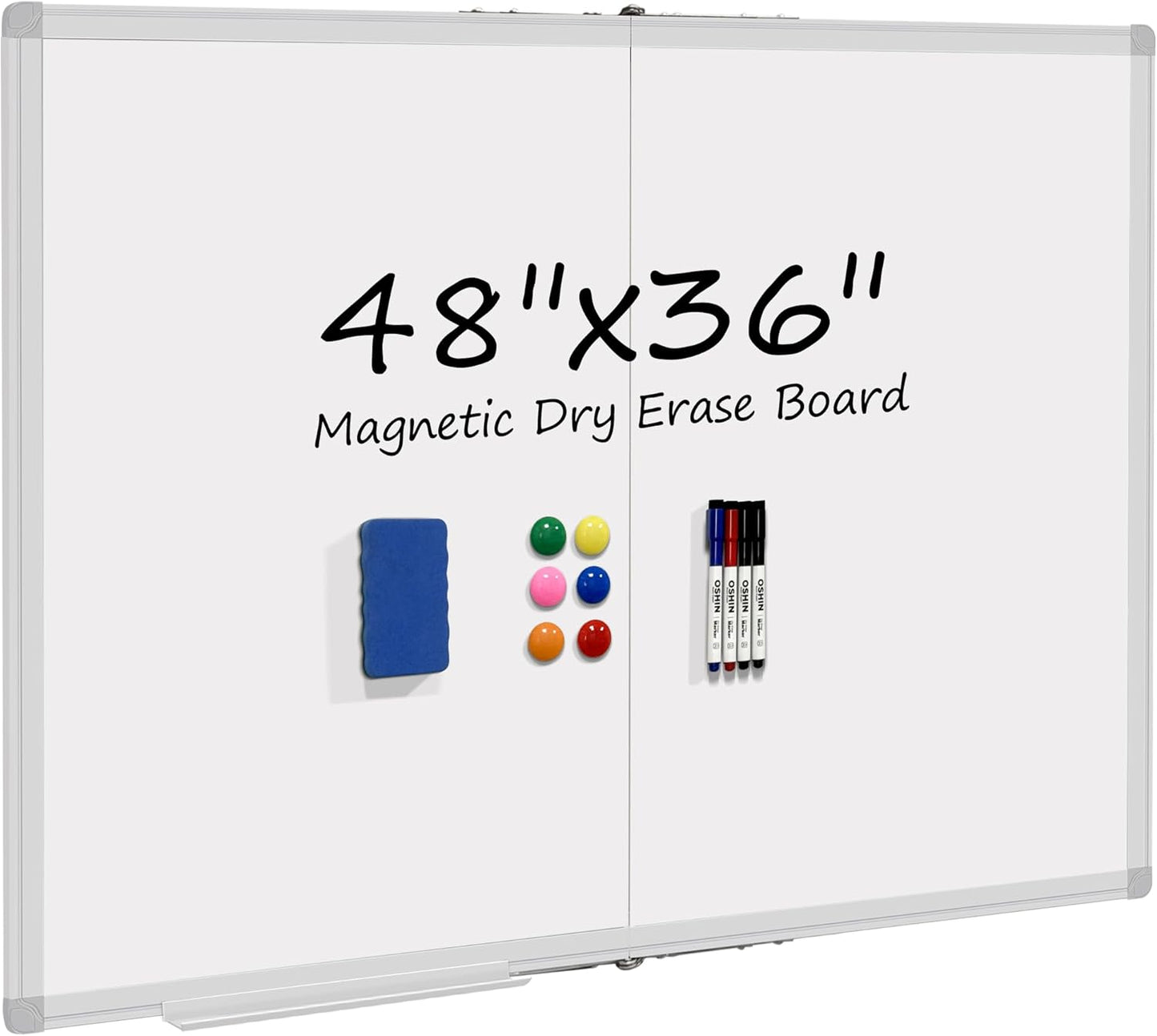 Skiennix Dry Erase Whiteboard - 48" X 36" Wall-Mounted Aluminum Frame | Portable Presentation Board with Pen Tray