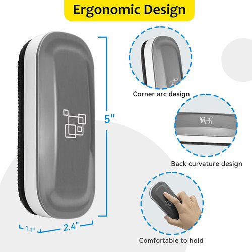 Maxtek Magnetic Dry Erase Eraser - 4 Pack Whiteboard Erasers for Office & School Use | Gray