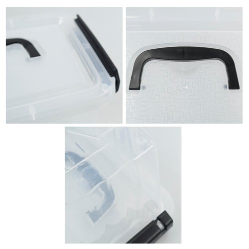 AnnkkyUS 6-Pack 3 L Small Box with Lid, Plastic Clear Storage Bins with Handles