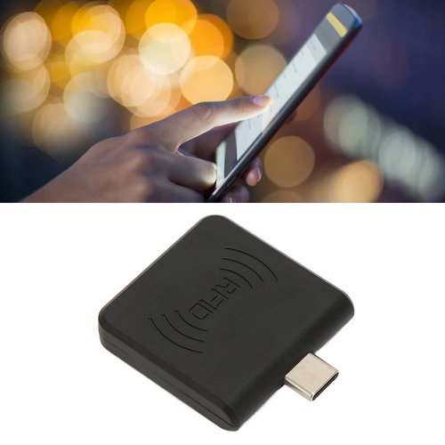 Square Card Reader, Type C Interface 125Khz Credit Card Reader Smart Card Reader with Built in Buzzer for Mobile Phone(Black)