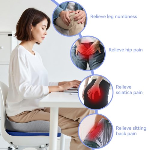 Seat Cushions for Office Chairs Wheelchair Cushion for Long Sitting Back Pain，Memory Foam Seat Car Computer Desk Chair Cushion，Coccyx Cushion for Tailbone Pain Relief Cushion Office Chair Butt Pillow