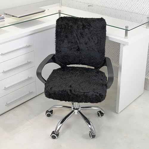 D. Vieira T?xtil & Decor Office Chair Slipcover Cover Computer Desk Chair Pink (Black)