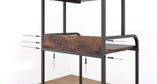 Luwesde 3 Tier Rolling Printer Cart with Wheels, Rustic Brown, Adjustable, Compatible with Printers, Fax Machines, Home Office, Kitchen, Living Room, Bedroom Storage Shelves