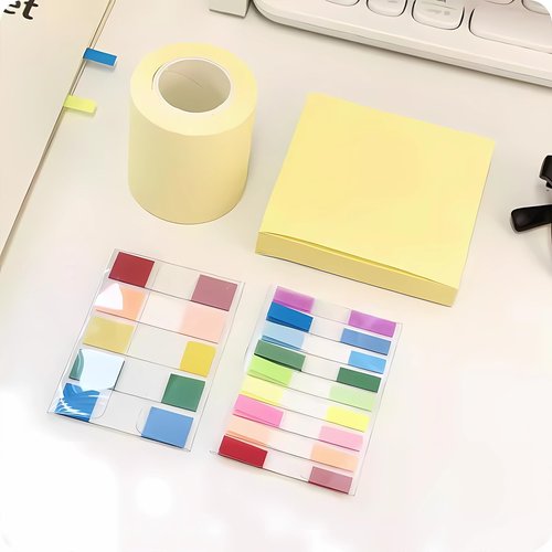 ZEUP Creative Office 5-in-1 Memo Note and Flag Dispenser,Memo Holder Desk Organizer for Office Home Post Pop Note Dispenser for Note Pad Holder White