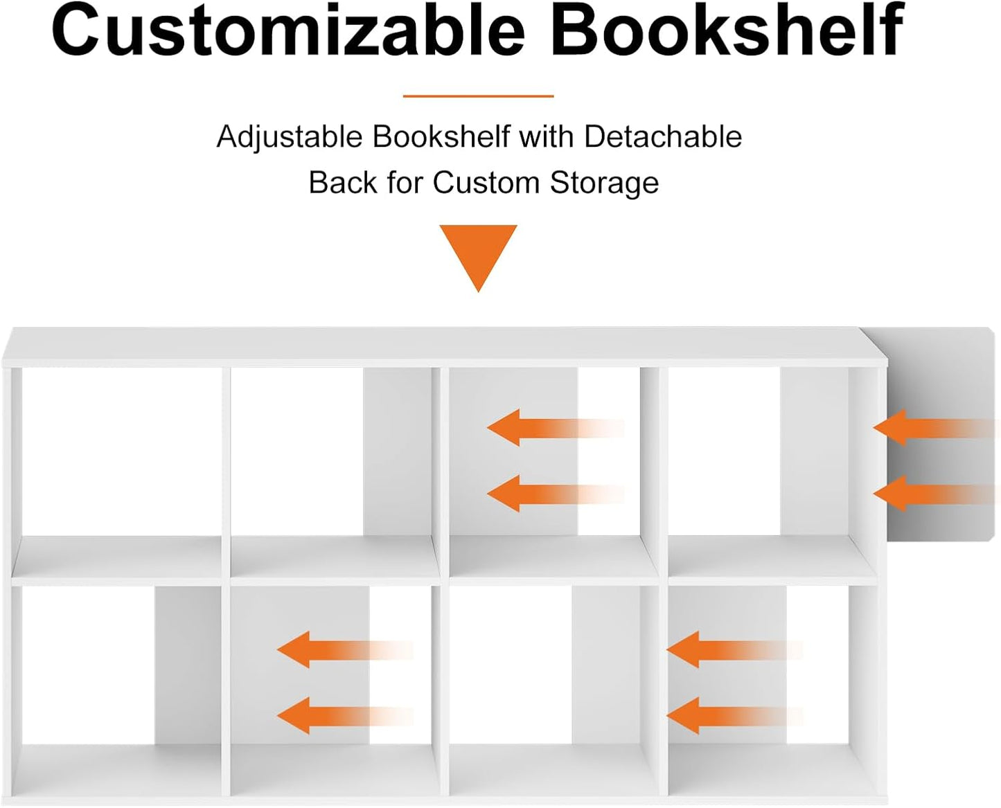 Sweetcrispy 8 Cube Storage Organizer - Versatile Open Cube Bookshelf with Removable Back Panels | 47.7" L x 11.6" W x 24" H, White