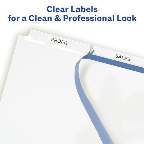 Avery 3-Tab Dividers for 3 Ring Binder, Easy Print & Apply Clear Label Strip, Index Maker Customizable White Tabs, 25 Sets (11445)
