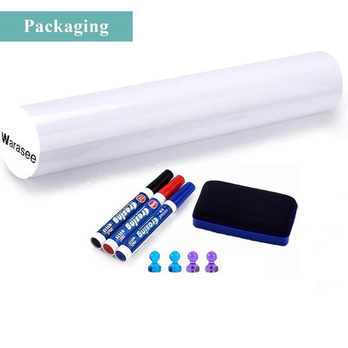 Warasee Magnetic Dry Erase Whiteboard Sticker, 24" x 39" Stick on Whiteboard for Wall, Dry Erase Board Peel and Stick for Kids, Office, Home, with Marker, Eraser and Magnets (Adhesive Backing)
