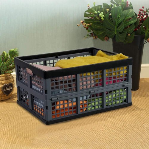 Ortodayes Flat Crate Collapsible, Collapsible Storage Crates Plastic, Set of 3