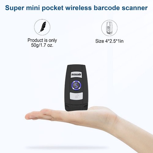 Mini 2D Portable Handheld Bluetooth Barcode Scanner Wireless 2.4G & USB Wired 3-in-1 Bar Code Scanner Portable USB QR Code Scanner for Windows.Android.iOS.MAC
