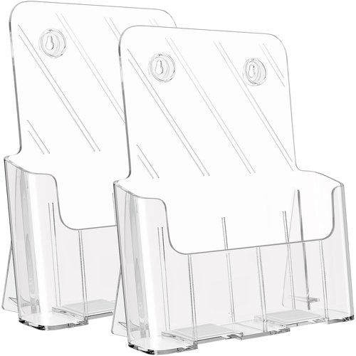 KTRIO Acrylic Brochure Holder 8.5 x 11 inch, Plastic Clear Literature Holders Rack Card Display Trifold Brochures Stand, Stands for Flyer, Pamphlet, Magazine, Booklet, Desk & Wall Mount, 2 Pack