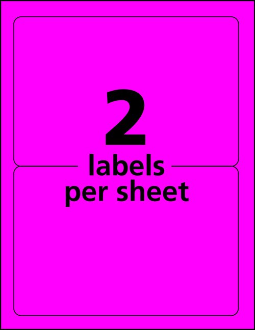Avery Neon Shipping Labels for Laser Printers, 5-1/2" x 8-1/2", 200 Pink Labels (5948)